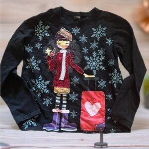 100% thick cotton Black Graphic Long Sleeve Shirt